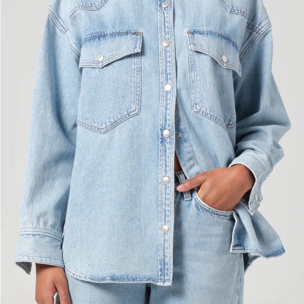 Agolde Light Blue Women's Denim Button Down